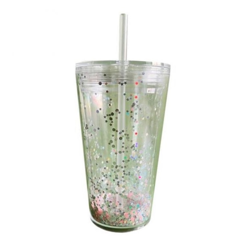 Slant Collections Confetti Water Soda Cup Tumbler with Straw